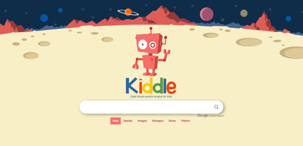 Kiddle Safe search engine for kids homepage