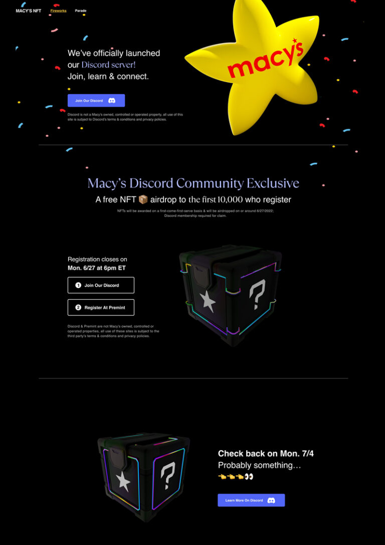 Macy’s Celebrates the 46th Annual Macy’s 4th of July Fireworks® with New Discord Channel and NFT Series